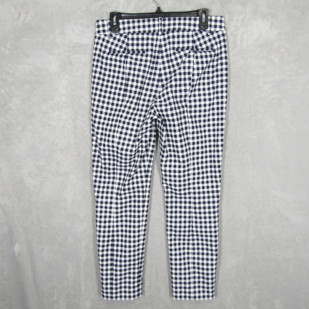 J.Crew Womens Navy Blue White Gingham Check Tapered Ankle Pants Size 8 Workwear - Picture 8 of 11